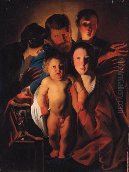 The Holy Family By Candlelight by Jacob Jordaens