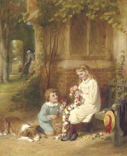 Making a rose garland by George Bernard O'Neill