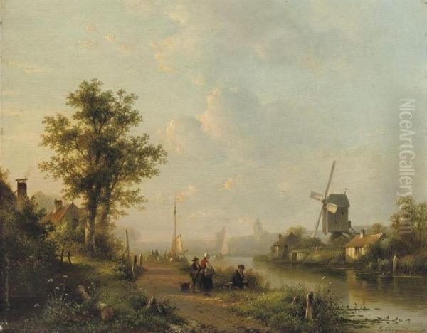 A Late Afternoon By The River by Lodewijk Johannes Kleijn