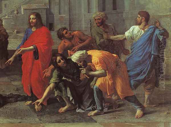 Christ and the Woman Taken in Adultery (detail) 1653 by Nicolas Poussin