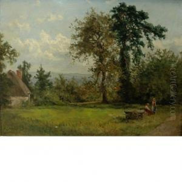 Resting Figures In A Landscape by Benjamin Williams Leader