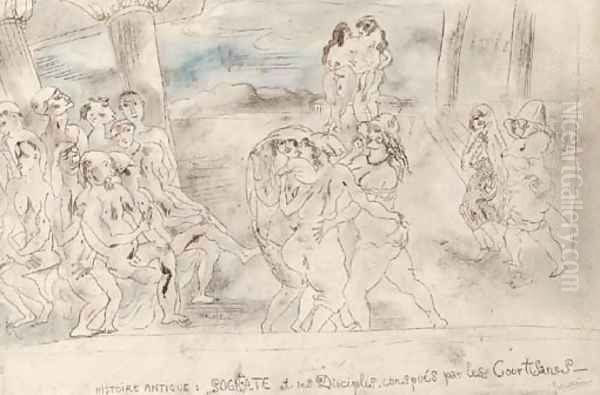 Histoire antique Socrate et ses disciples, conspues par les courtisanes by Jules Pascin