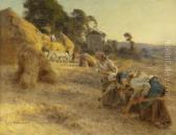 Glaneuses En Avant De Vieilles Meules by Leon Augustin Lhermitte