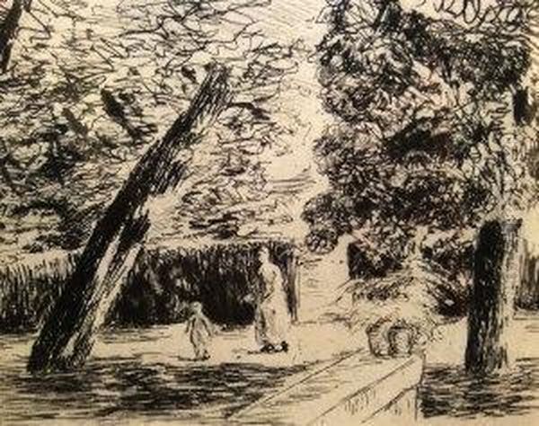 - Mother And Child Walking In A Garden by Max Liebermann