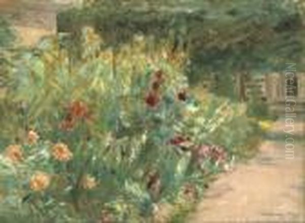 Blumenstauden Am Gartnerhauschen Nach Osten by Max Liebermann