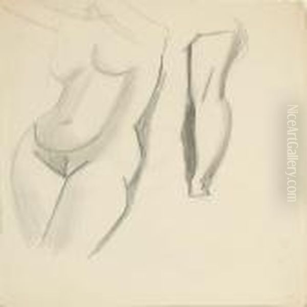 Studies Of Naked Woman And A Hand by Vilhelm Lundstrom