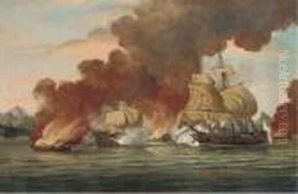 An Anglo-french Engagement 
During The American War Of Independence,probably In The West Indies by Thomas Luny