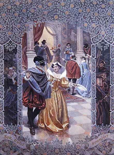 Illustration for a scene in Much Ado About Nothing, c.1900 by Christian August Printz