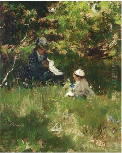 A Mother And Child In A Garden by Jacob Henricus Maris