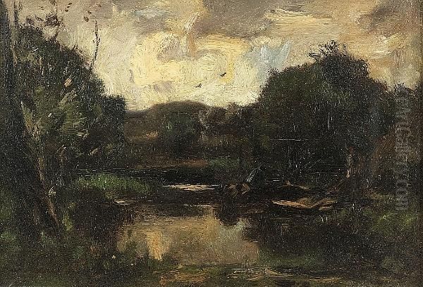 A River Scene by Jacob Henricus Maris