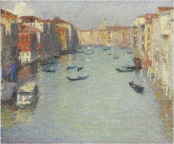 Gondoles Sur Le Grand Canal A Venise Oil Painting - Henri Martin