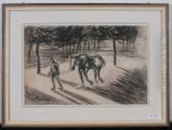 Horse And Figure In A Park by Maxime Maufra