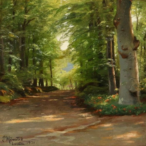 Summer Day On A Forest Road In Enrum, Denmark by Peder Mork Monsted