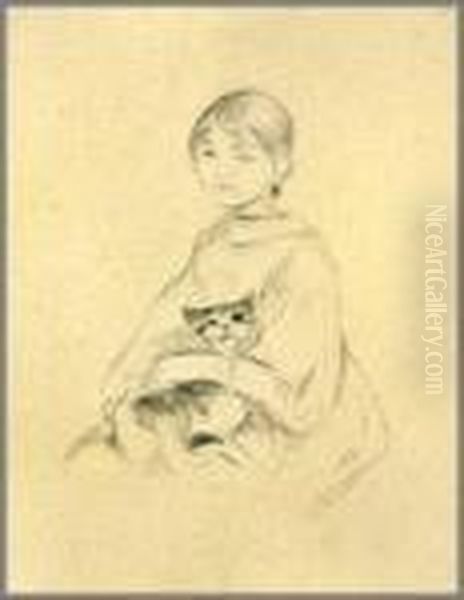 Fillette Au Chat by Berthe Morisot