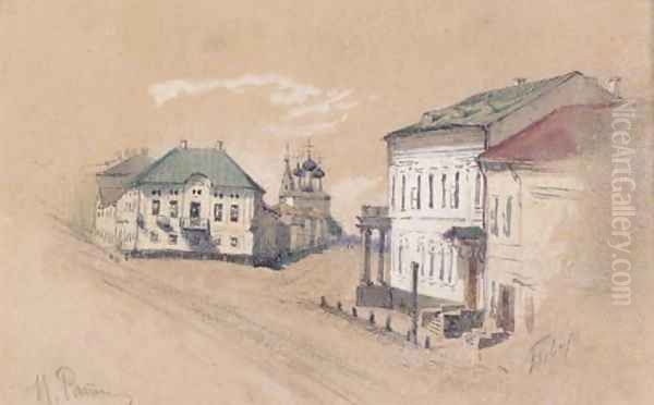 View of a Crossroads and Church in Tver' by Ilya Efimovich Efimovich Repin