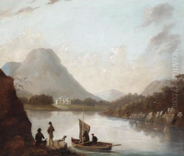 Setting Sail With A White House In The Distance; Sailing On Calm Waters by Alexander Nasmyth