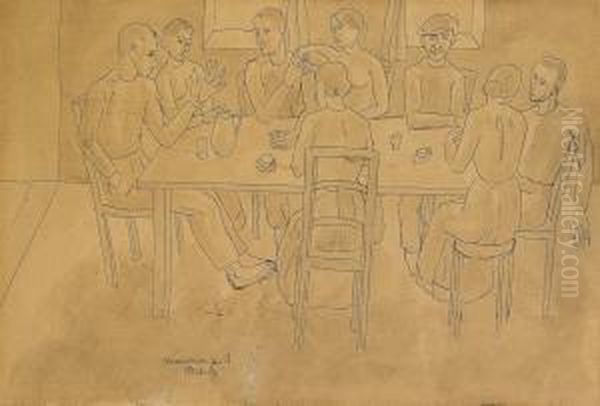 All'osteria (convivio) by Ubaldo Oppi