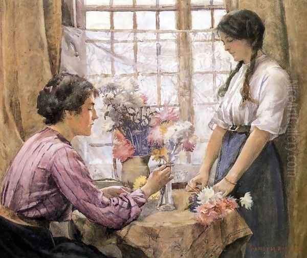 Arranging Flowers by Henry Meynell Rheam