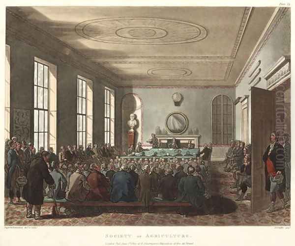 Society of Agriculture, from Ackermanns Microcosm of London, engraved by Joseph Constantine Stadler fl.1780-1812 1809 by T. Rowlandson & A.C. Pugin