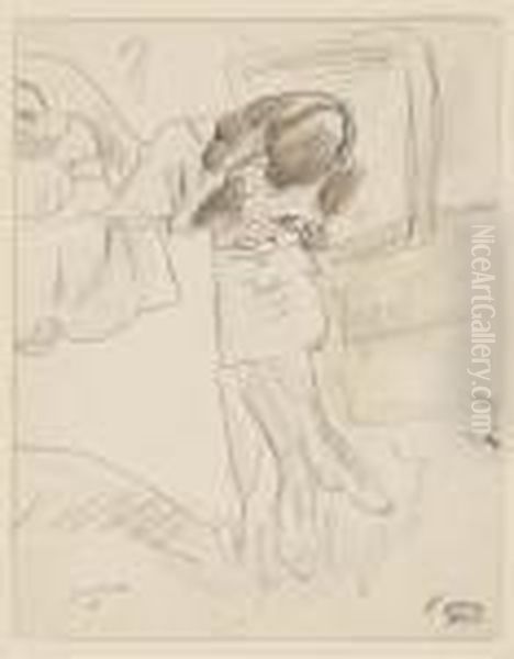 Femme Assise Ecrivant by Jules Pascin