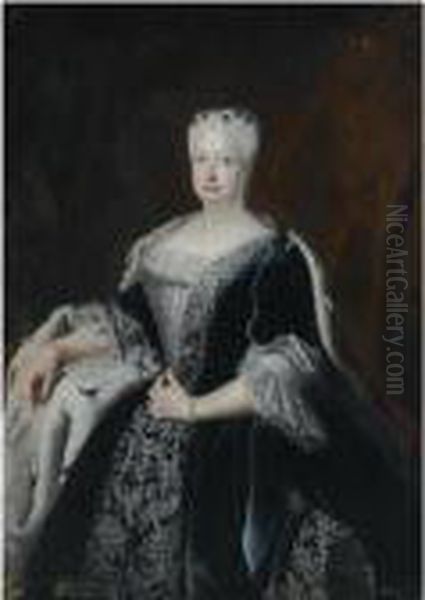 Portrait Of Queen Sophie Dorothea Of Prussia by Antoine Pesne