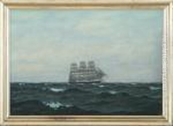 Seascape With Sailing Ship by Emanuel A. Petersen