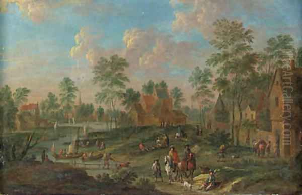 River Landscapes with Travellers in Villages by Arnold Frans Rubens