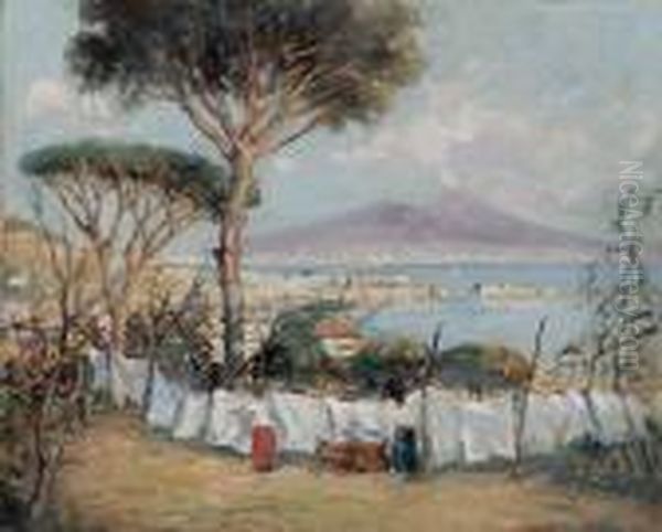 Panni Stesi Al Vomero Con Vista Del Vesuvio by Attilio Pratella