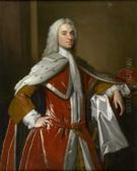 Three Quarter Length Portrait Of James Ogilvy , 5th Earl Offindlater by Allan Ramsay