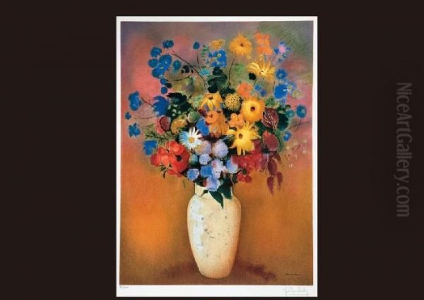 Vase And Flowers(estampe) by Odilon Redon