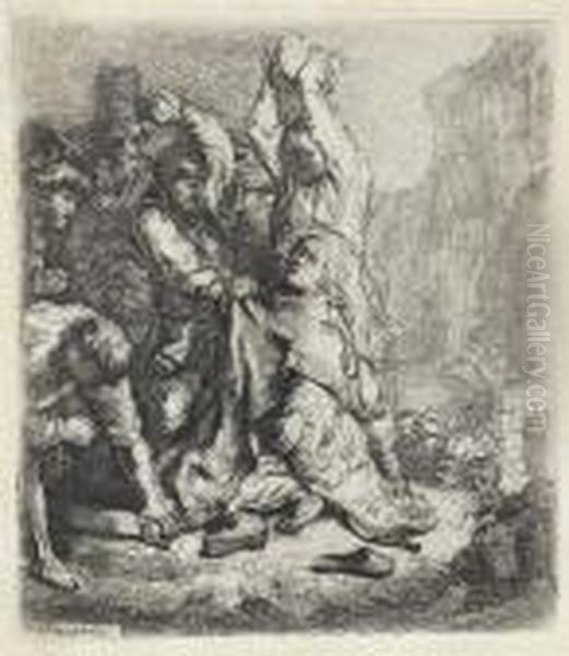 The Stoning Of St Stephen by Rembrandt Van Rijn