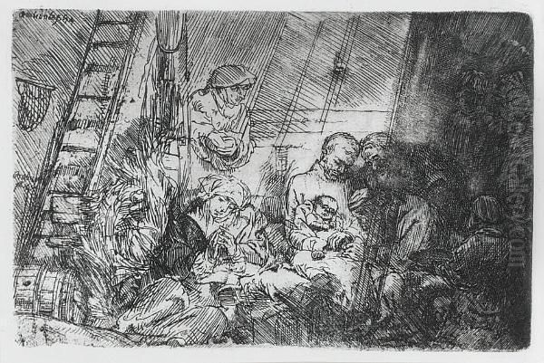 The Circumcision In The Stable (bartsch 47) by Rembrandt Van Rijn