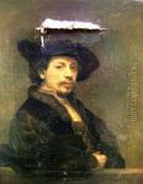 Self-portrait; Photogravure, 
24x19cm, Together With Four Similar Photogravures After Old Masters by Rembrandt Van Rijn