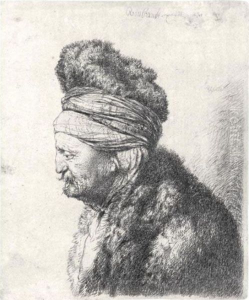 The Second Oriental Head (b., Holl.287; H.132; Bb.35-4) by Rembrandt Van Rijn