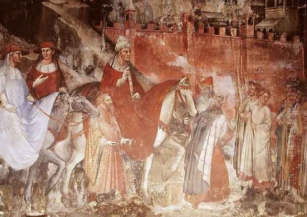 The History of Pope Alexander III 1105-81- The Entrance of the Pope and Emperor Frederick Barbarossa c.1123-90 into Rome, 1407 by Luca Spinello Aretino