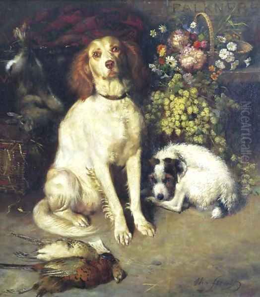 Dogs with Flowers and Game by William Strutt