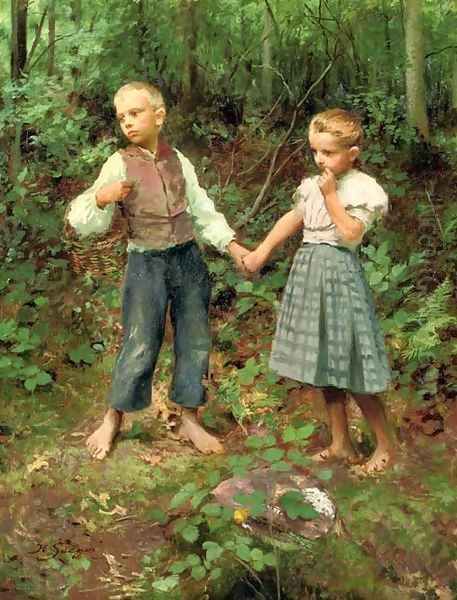 Holding hands in the forest by Hermann Seeger