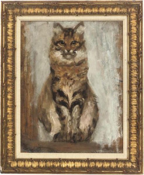 A Tabby Cat; With An Unfinished Study Of A Figure In A Landscape (on The Reverse) by Philip Wilson Steer