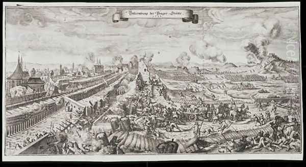 The Storming of Prague by the Swedes in October-November 1648, from Theatrum Europaeum, Volume VI, engraved by Matthaus Merian the Younger, 1652 by Karel Skreta