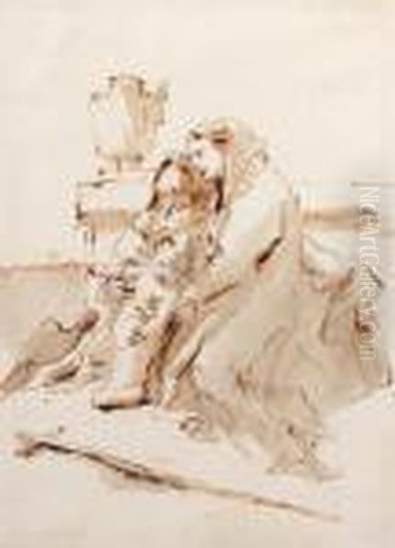 The Holy Family Resting By An Urn by Giovanni Battista Tiepolo