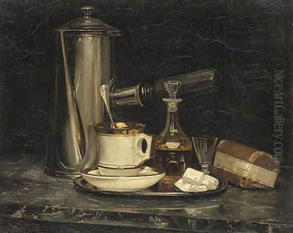 Still Life Of A Decanter by Emile Stahl