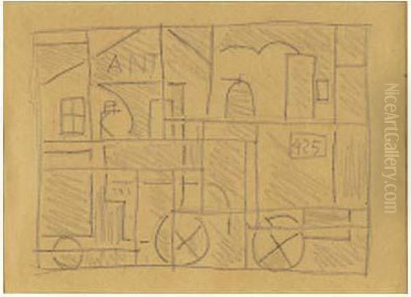 Composition Tren 425, Circa 1935-1940 by Joaquin Torres-Garcia