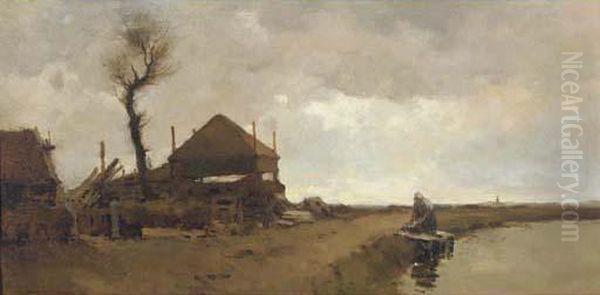 Washing Day At A Farm by Cornelis Vreedenburgh