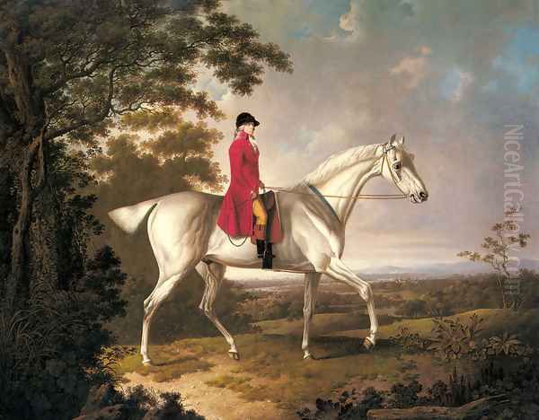 A Huntsman on a Grey Hunter in an Extensive Landscape by Charles Towne