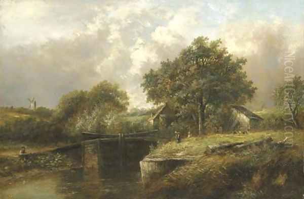 A Lock at Pangbourne on Thames by Joseph Thors