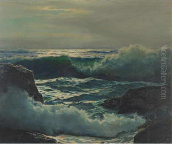 Rocks And Waves, Massachusetts Coast by Frederick Judd Waugh