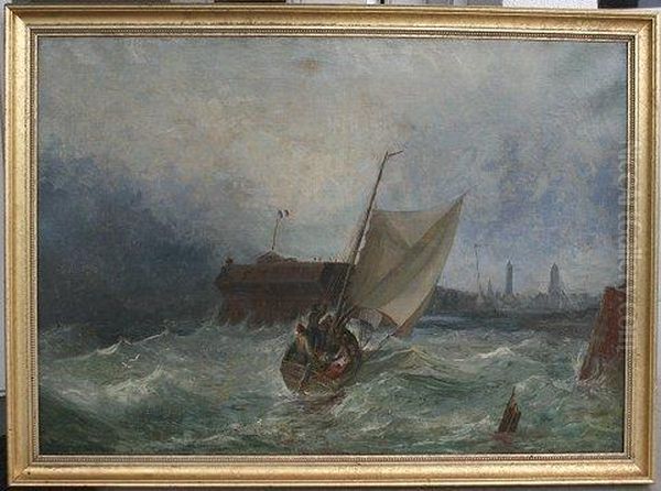 Maritime Scene Of The Stormy Cornish Coast by William Edward Webb