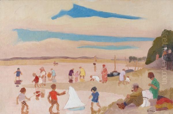 Jeux Sur La Plage, Baie De Somme by Jules Emile Zingg