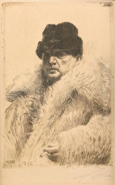 Sjalvportratt I Vargskinnspals by Anders Zorn