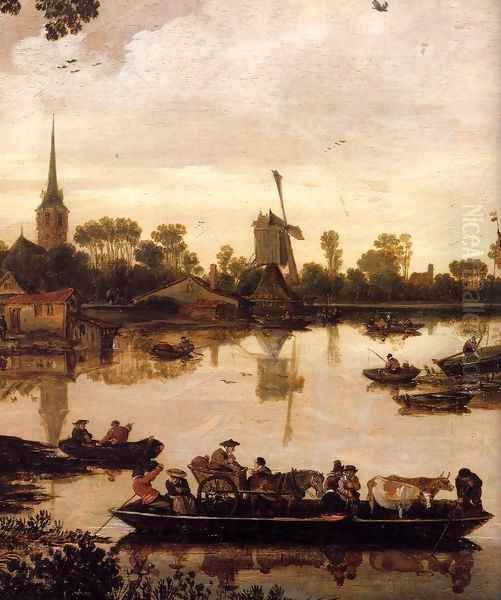 Ferry Boat (detail) 2 by Esaias Van De Velde